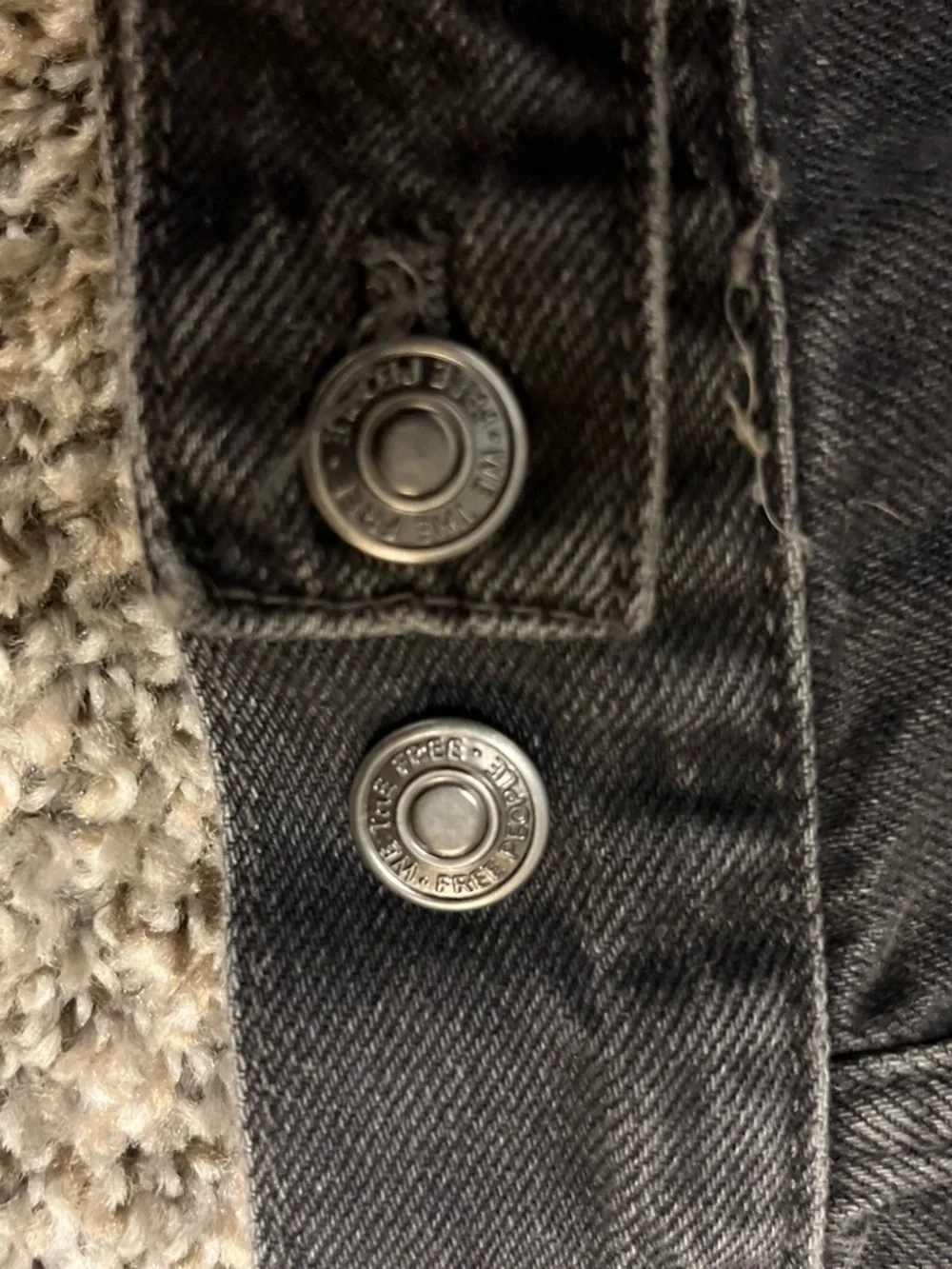 Free People Washed Black Distressed Denim Jacket - Picture 4 of 5